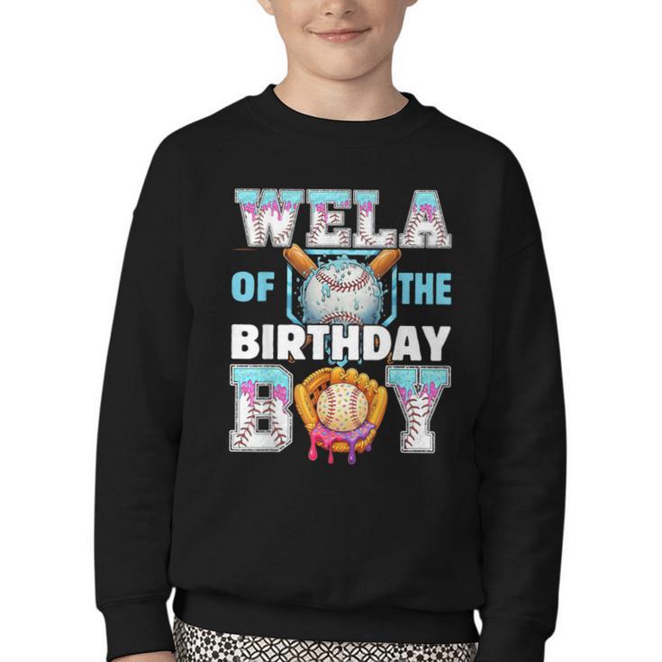 Baseball Ice Cream Drip Wela Of The Birthday Boy Youth Crewneck Sweatshirt