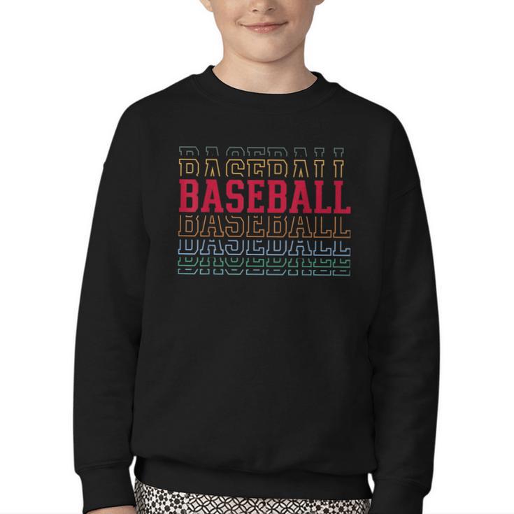 Baseball Layered Text Team Player Coach Youth Youth Crewneck Sweatshirt