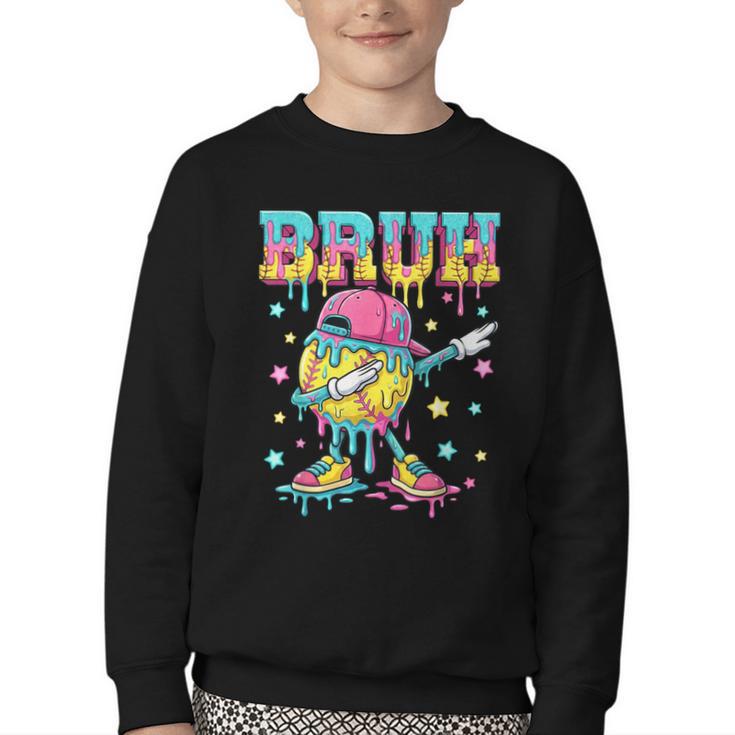 Baseball Life Style Apparel Youth Drip Baseball Boys Kid Youth Crewneck Sweatshirt