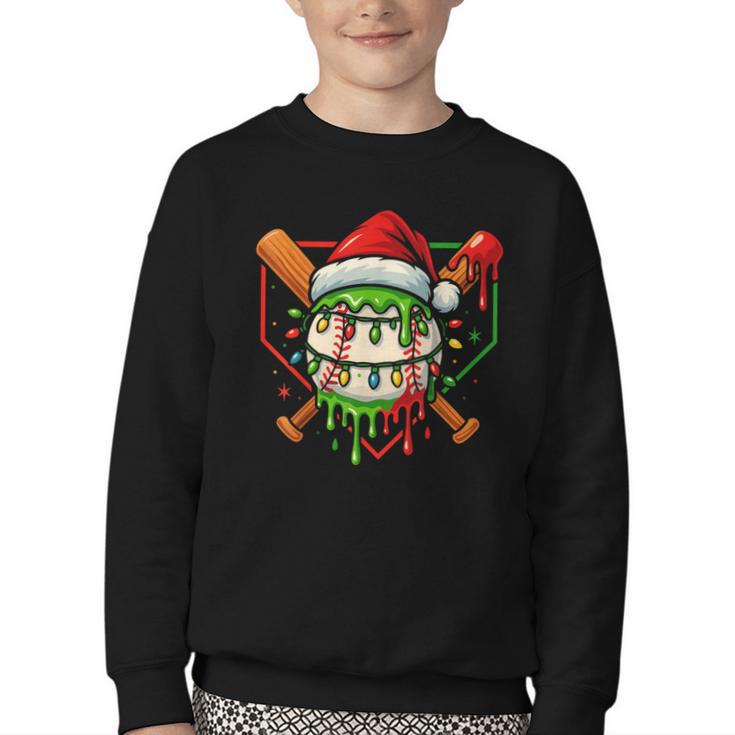 Baseball Lifestyle Apparel Youth Christmas Baseball Drip Youth Crewneck Sweatshirt