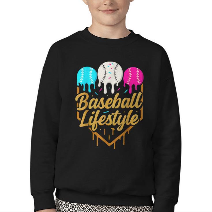 Baseball Lifestyle Baseball Drip Icecream Youth Crewneck Sweatshirt