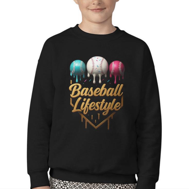 Baseball Lifestyle Drip Youth Crewneck Sweatshirt