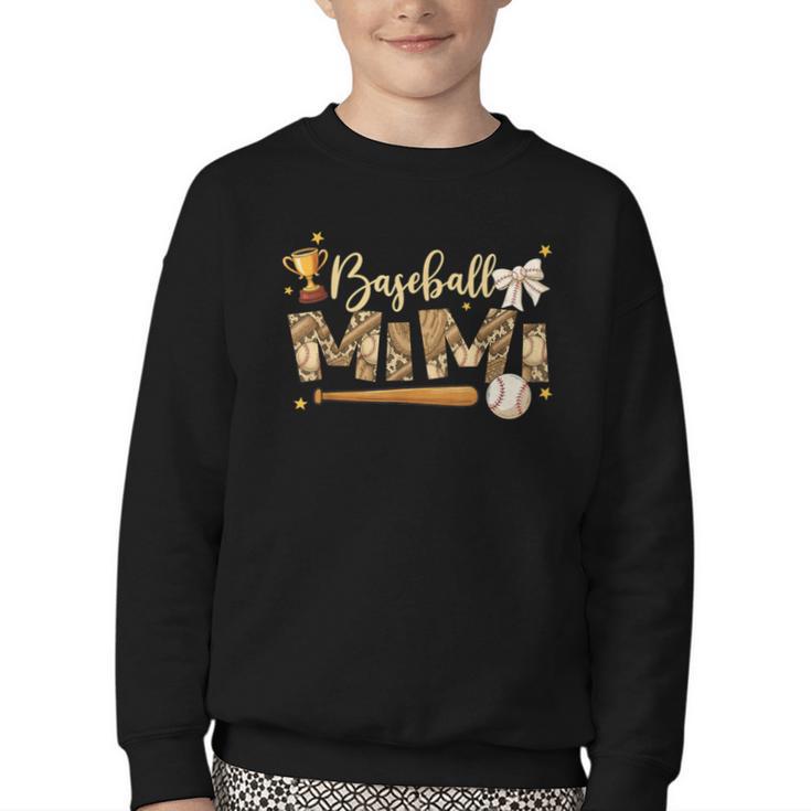 Baseball Mimi Vintage Baseball Lover Youth Crewneck Sweatshirt