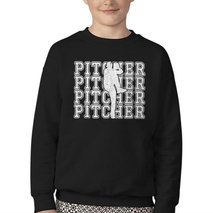 Baseball Pitcher Player Team Sport Lover Family Friends Fans Youth Crewneck Sweatshirt