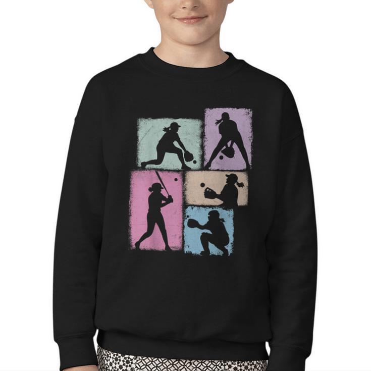 Baseball Player Collage Women Kids Coach Youth Girl Youth Crewneck Sweatshirt