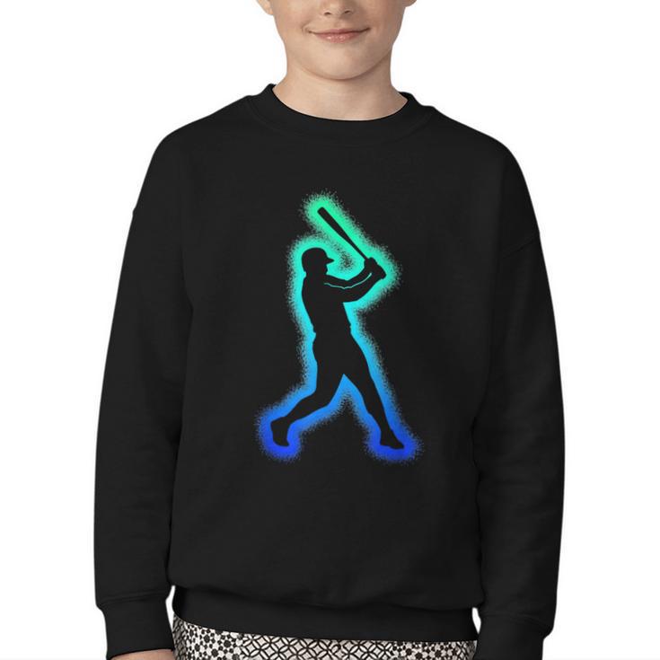 Baseball Player Graphic Youth Crewneck Sweatshirt
