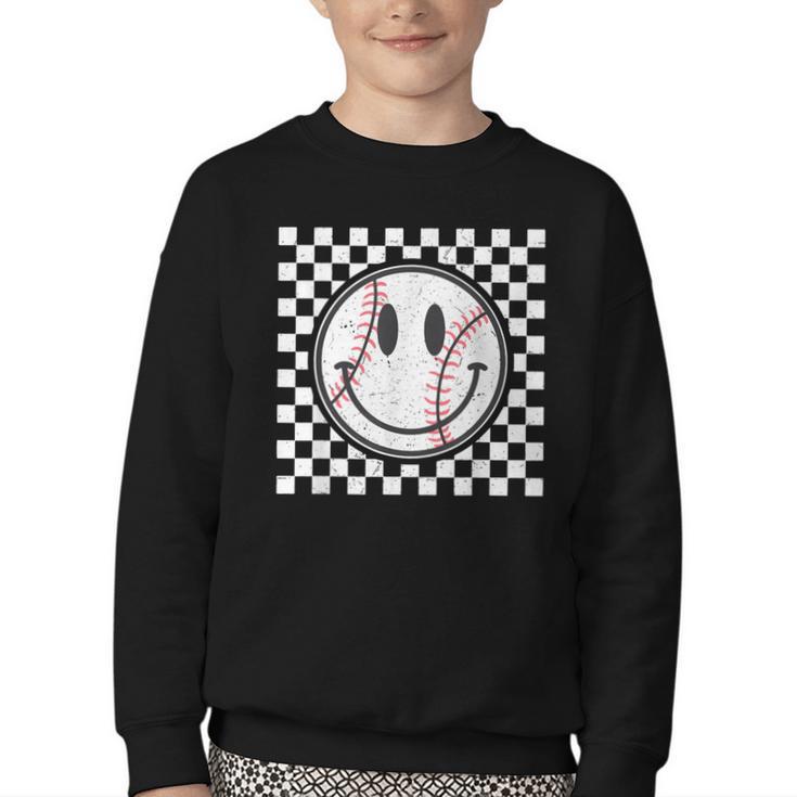 Baseball Season Happy Game Day Trendy Sports Vintage Youth Crewneck Sweatshirt