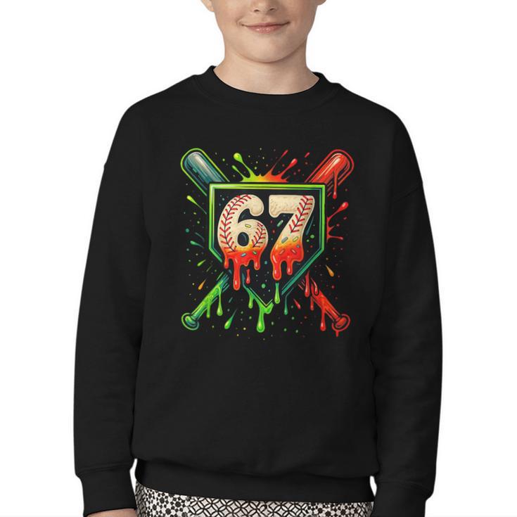 Baseball Six Seven 67 Meme Ice Cream Drip Xmas Men Women Youth Crewneck Sweatshirt