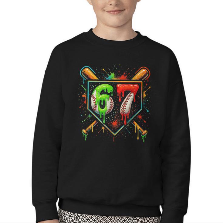 Baseball Six Seven 67 Meme Ice Cream Drip Xmas Women Men Youth Crewneck Sweatshirt