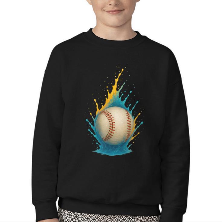 Baseball Splash Team Player For Kids Men Women Youth Crewneck Sweatshirt