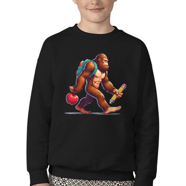 Bigfoot Lovers Pencil Back To School Kids Boys Girls Youth Crewneck Sweatshirt