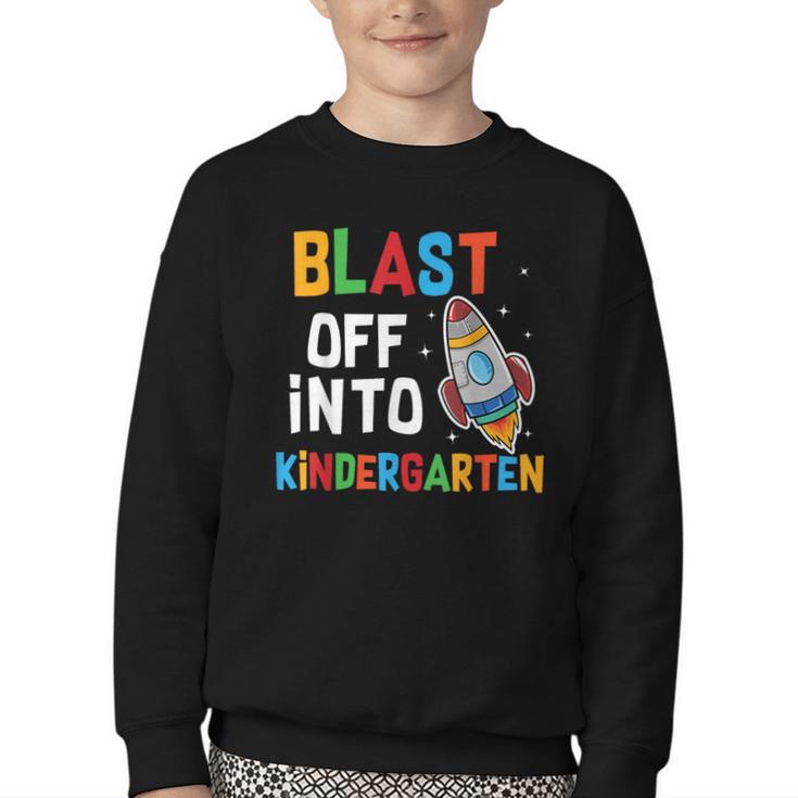 Blast Off Into Kindergarten Back To School Rocket Youth Crewneck Sweatshirt
