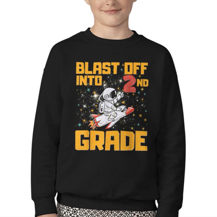 Blast Off Into Second Grade Back To School 2nd Graders Youth Crewneck Sweatshirt