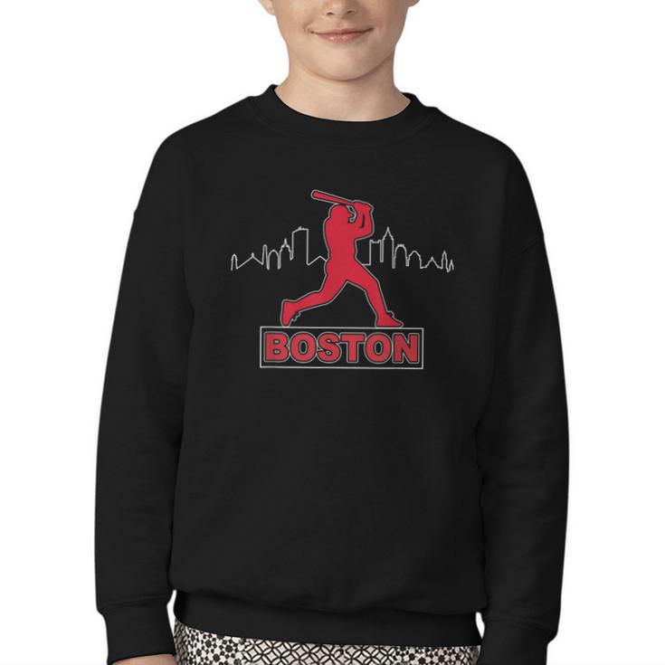 Boston Lovers Skyline Retro Baseball Heartbeat Men Women Youth Crewneck Sweatshirt