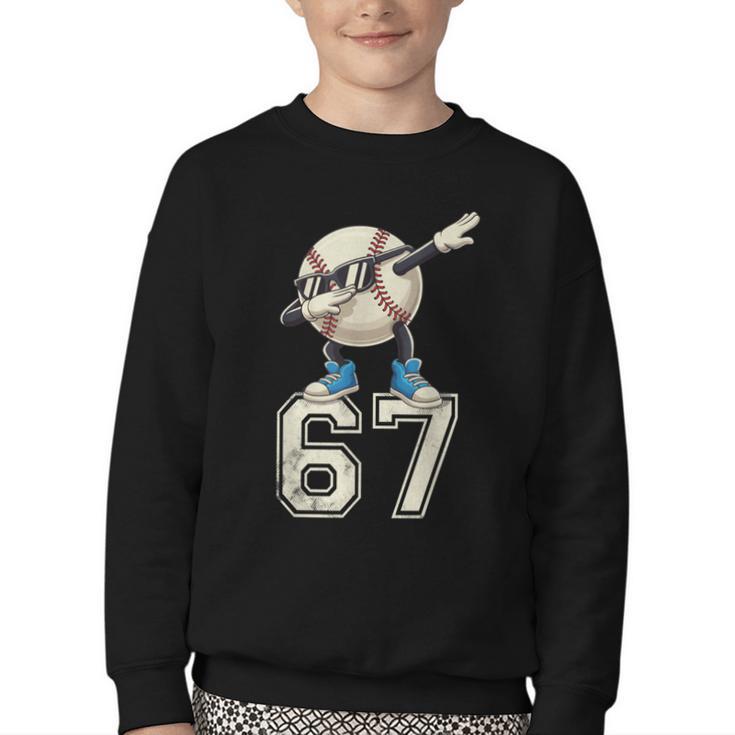 Boys Kids 67 Six Seven Sunglasses Dabbing Baseball Lover Youth Crewneck Sweatshirt