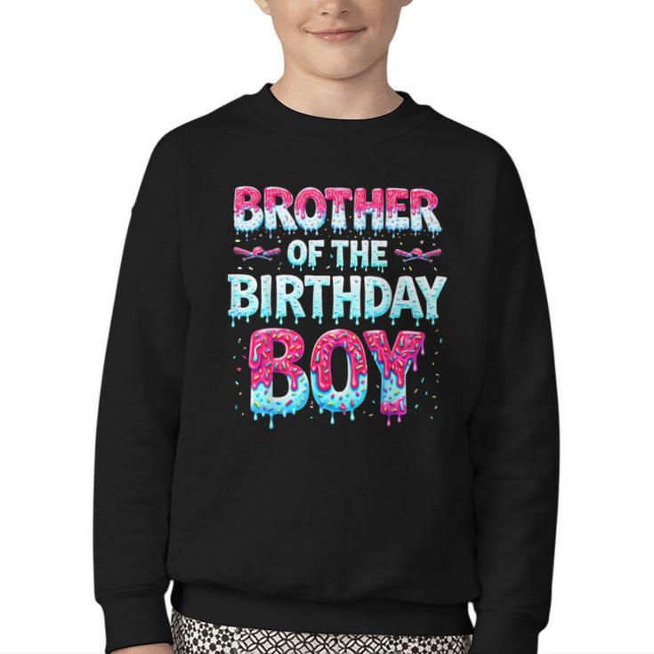 Brother Of The Birthday Boy Ice Cream Baseball Family Party Youth Crewneck Sweatshirt