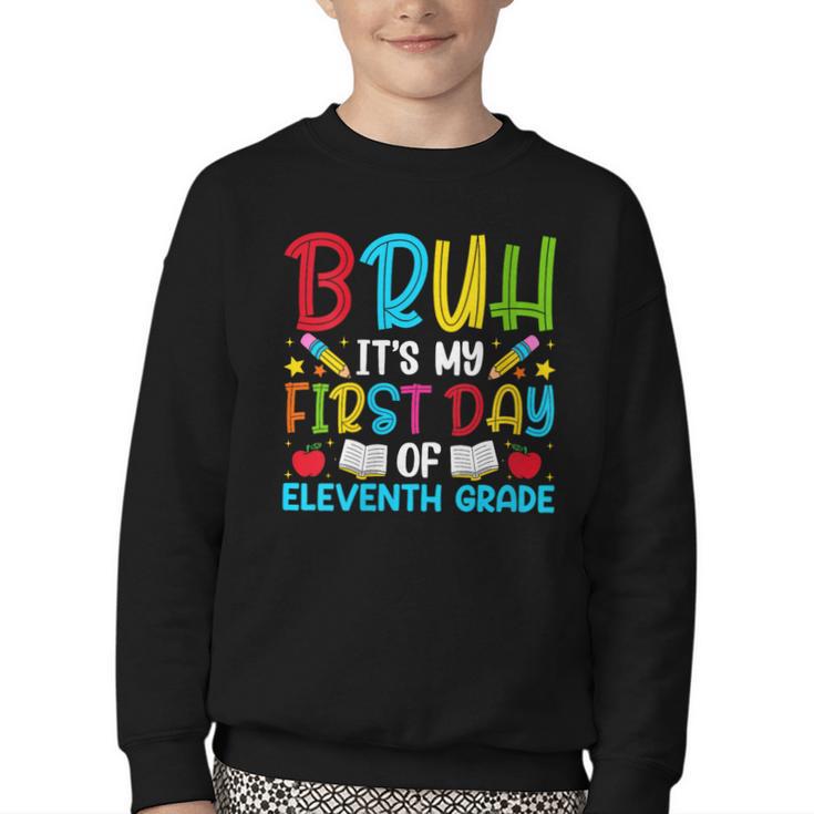 Bruh It's My First Day Of Junior Back To School Youth Crewneck Sweatshirt