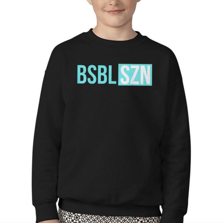 BSBL SZN Baseball Season Game Day Boys Girls Youth Youth Crewneck Sweatshirt