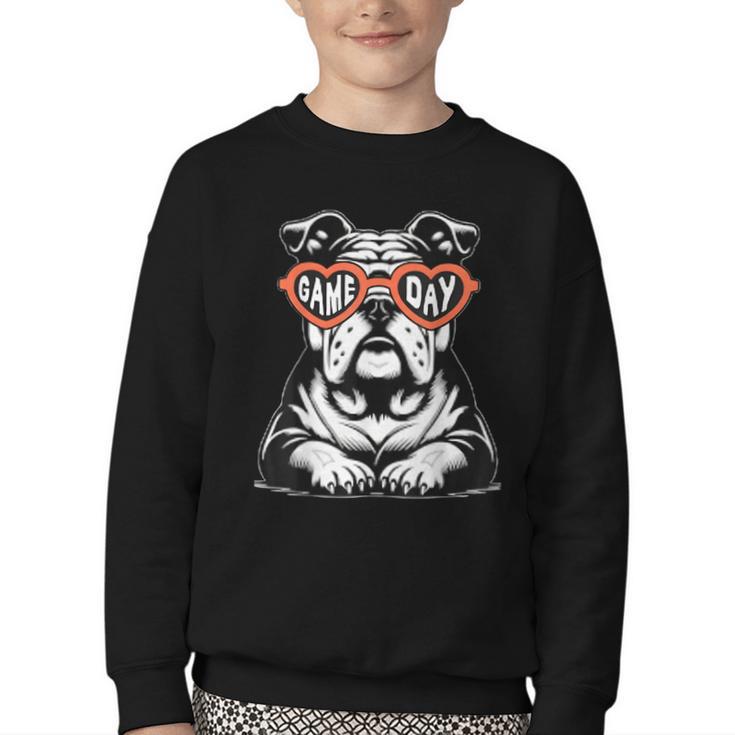 Bulldog Mascot Sports Fan Football Basketball Baseball Youth Crewneck Sweatshirt
