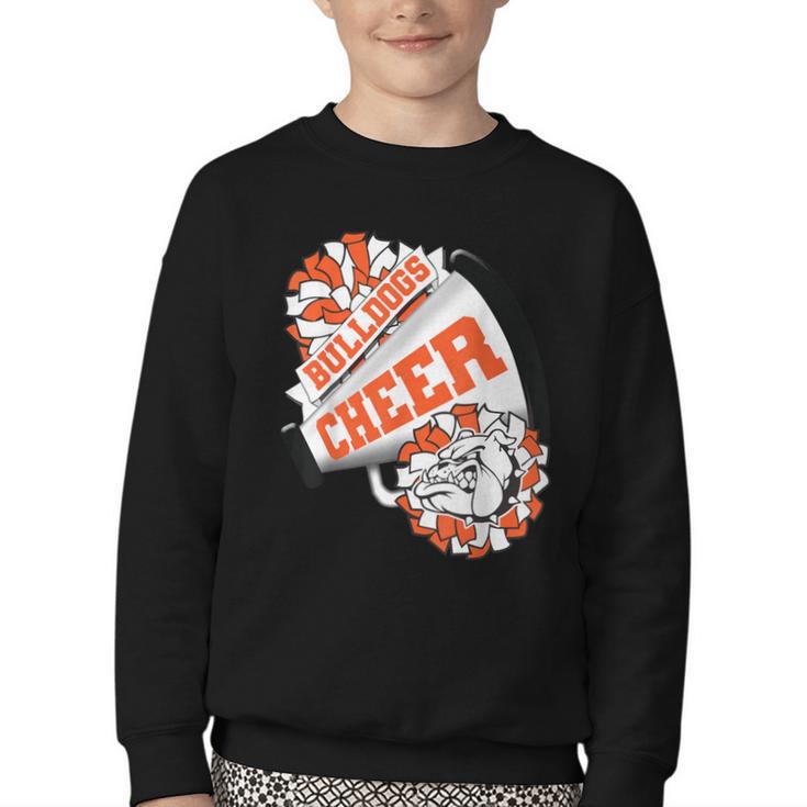 Bulldogs Cheerleading Back To School Cheer Team Orange Youth Crewneck Sweatshirt
