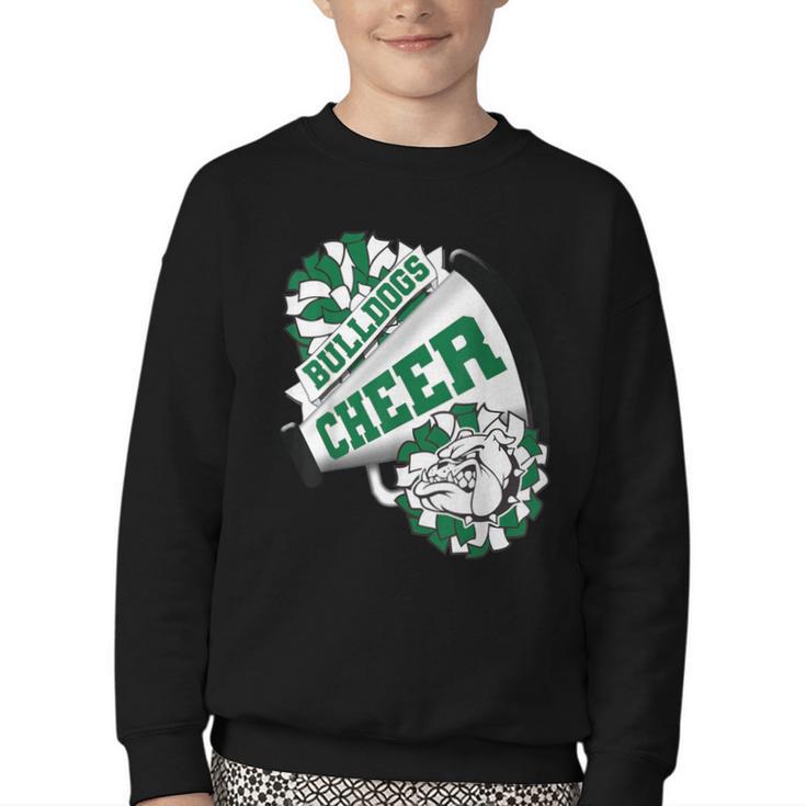 Bulldogs Cheerleading Back To School Cheer Team Spirit Green Youth Crewneck Sweatshirt