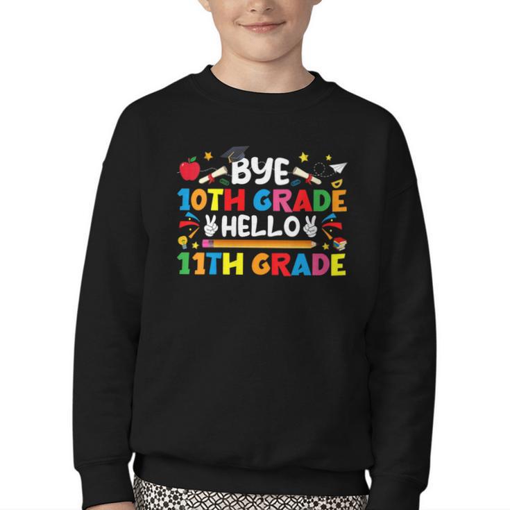 Bye 10th Grade Hello 11th Grade Back To School Kids Boys Youth Crewneck Sweatshirt
