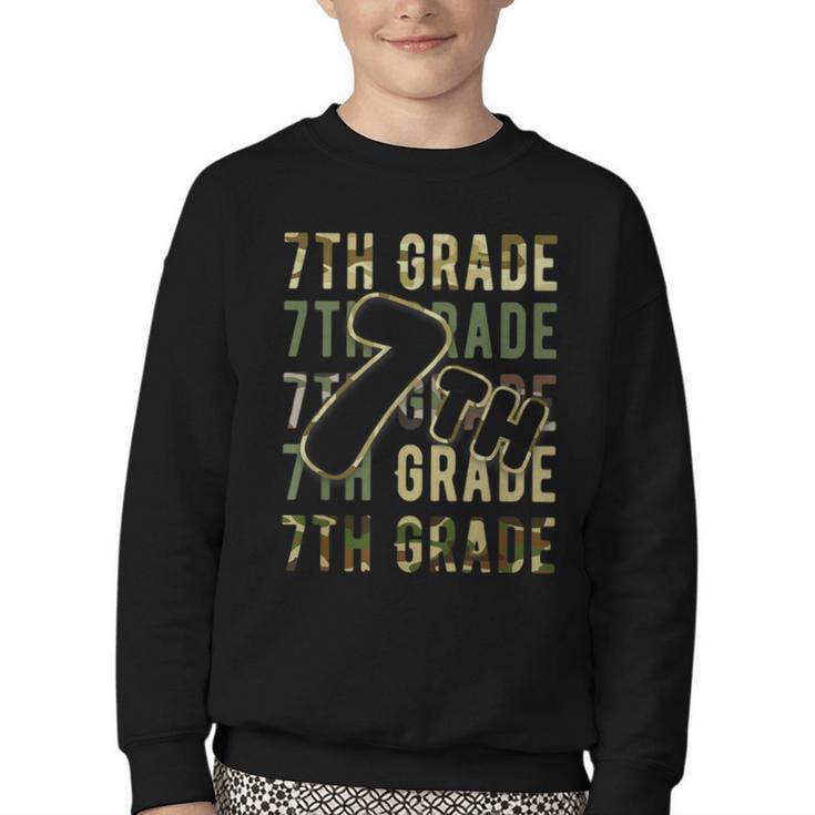 Camo Team Squad 7th Grade Back To School Kids Boys Youth Crewneck Sweatshirt