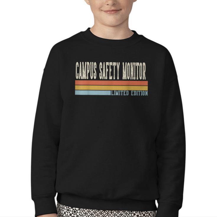 Campus Safety Monitor Week Retro Vintage Back To School Day Youth Crewneck Sweatshirt