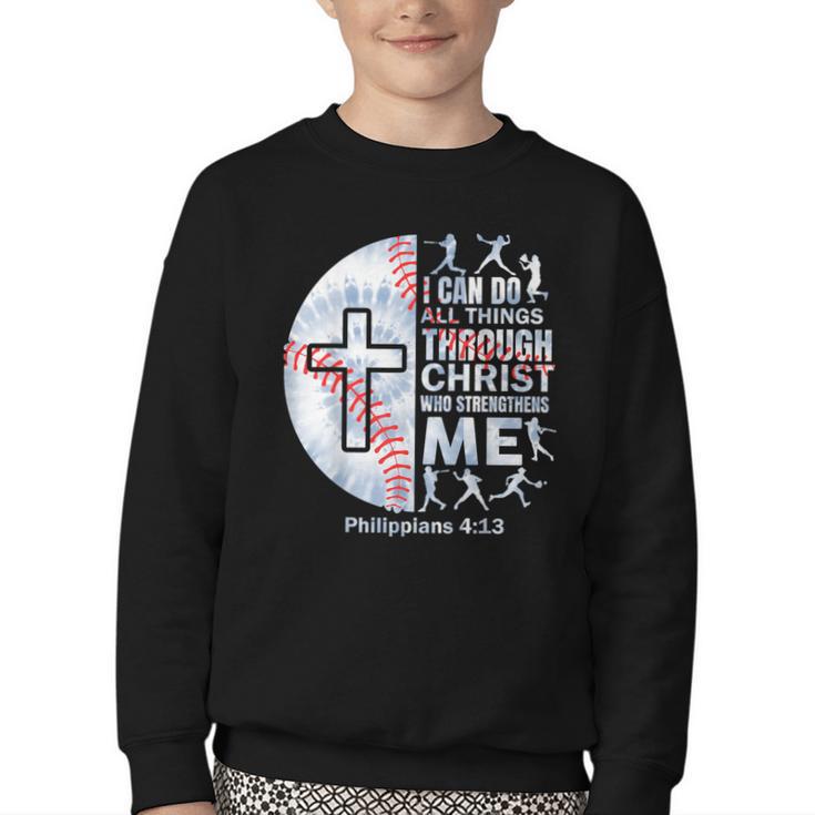 Christian Baseball Men Boy Player Team Religious Philippians Youth Crewneck Sweatshirt