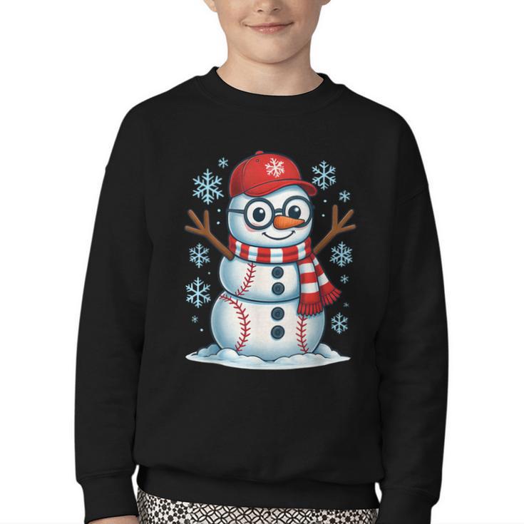 Christmas Baseball Snowman Xmas Pajamas Women Men Boys Youth Crewneck Sweatshirt