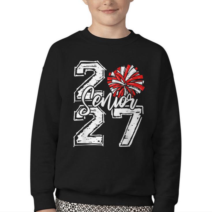Class Of 2027 Cheer Red Senior 2027 Back To School Youth Crewneck Sweatshirt