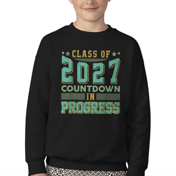 Class Of 2027 Countdown In Progress Fun Back To School Retro Youth Crewneck Sweatshirt