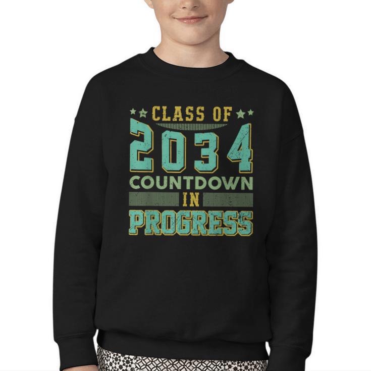 Class Of 2034 Countdown In Progress Fun Back To School Retro Youth Crewneck Sweatshirt