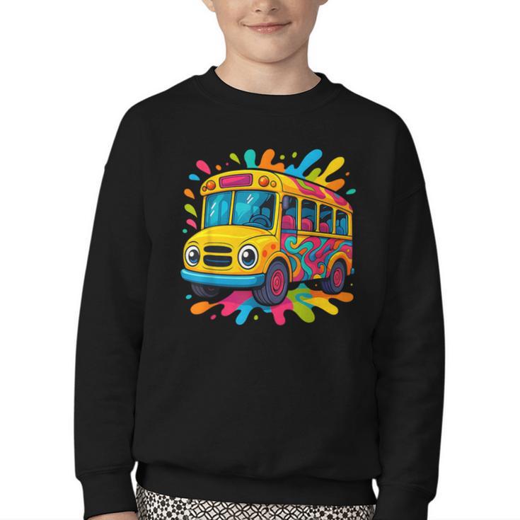 Colorful School Bus Driver Back To School Men Women Kids Youth Crewneck Sweatshirt