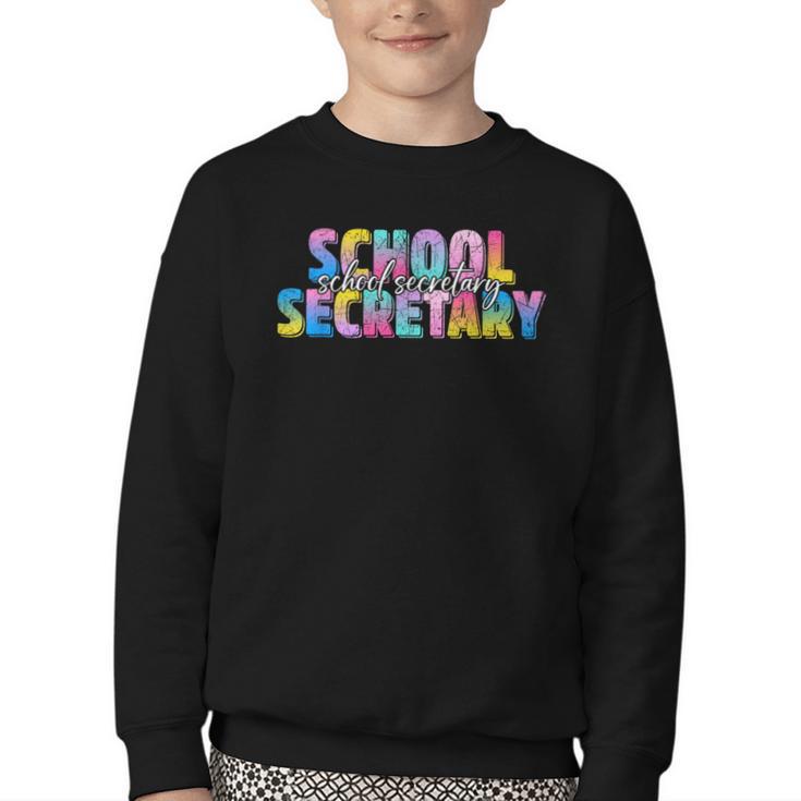 Colorful School Secretary Back To School Rainbow Youth Crewneck Sweatshirt