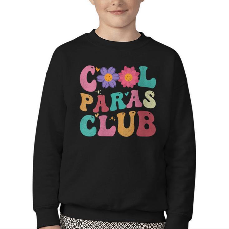 Cool Paras Club Paraprofessional Groovy Back To School Youth Crewneck Sweatshirt
