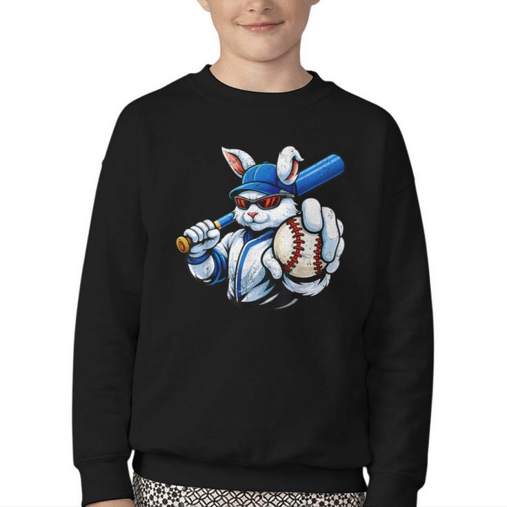 Cool Rabbit Baseball Easter Men Boy Toddler Kid Youth Crewneck Sweatshirt