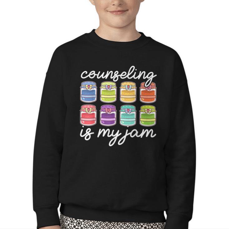 Counseling Is My Jam School Counselor Back To School Youth Crewneck Sweatshirt