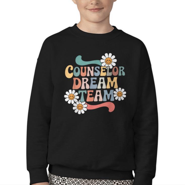 Counselor Dream Team Retro Back To School Counselor Squad Youth Crewneck Sweatshirt
