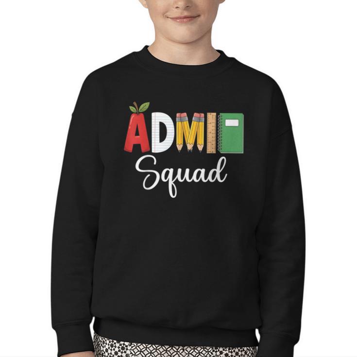 Cute Admin Squad Crew Team Back To School Office Staff Team Youth Crewneck Sweatshirt