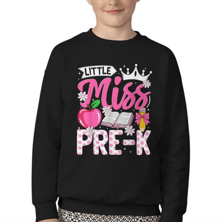 Cute Back To School Pre-K First Day Of School Pre-K Girls Youth Crewneck Sweatshirt