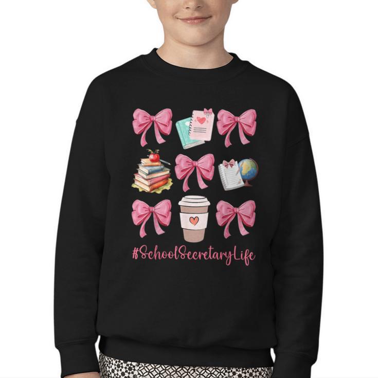 Cute Coquette Bows School Secretary Life Back To School Youth Crewneck Sweatshirt Cute Coquette Bows School Secretary Life Back To School Youth Crewneck Sweatshirt