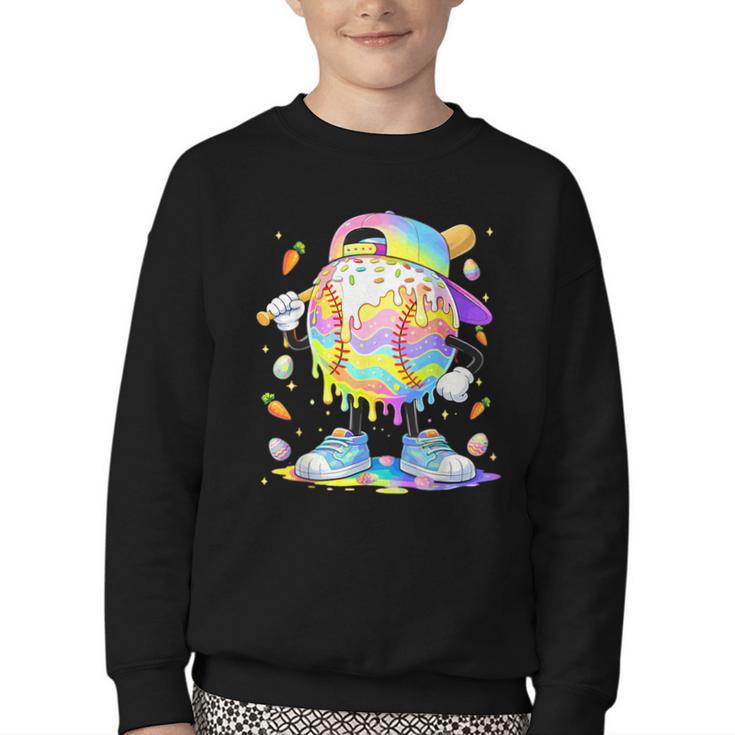 Cute Easter Baseball Ice Cream Boys Girls Kids Youth Crewneck Sweatshirt