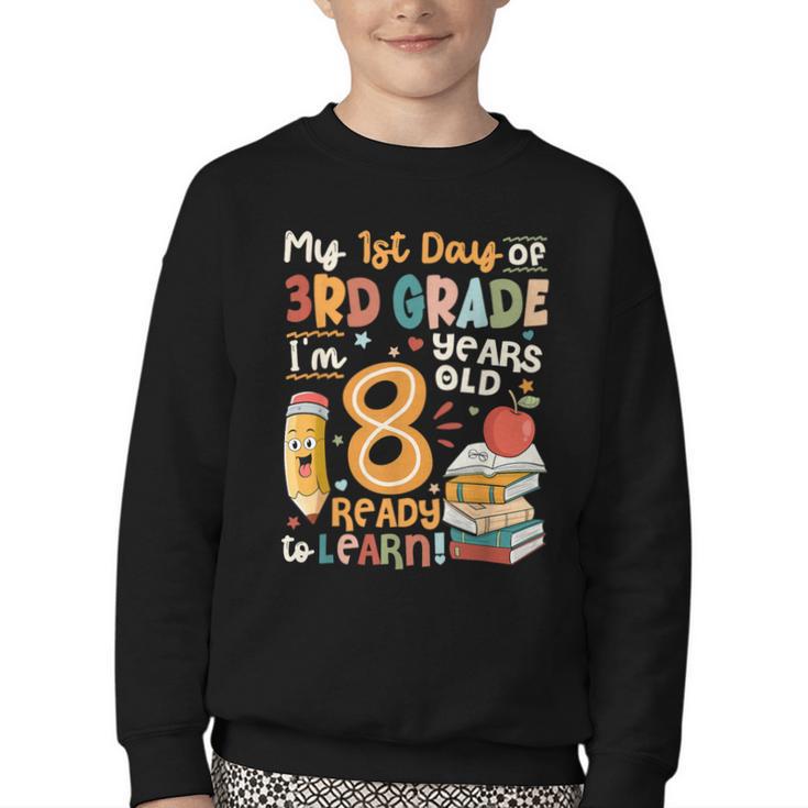 Cute My First Day Of 3rd Grade Back To School Boys Girls Youth Crewneck Sweatshirt