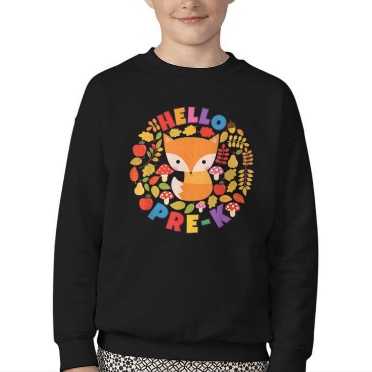 Cute Fox Back To School Woodland Animal Pre-K Youth Crewneck Sweatshirt