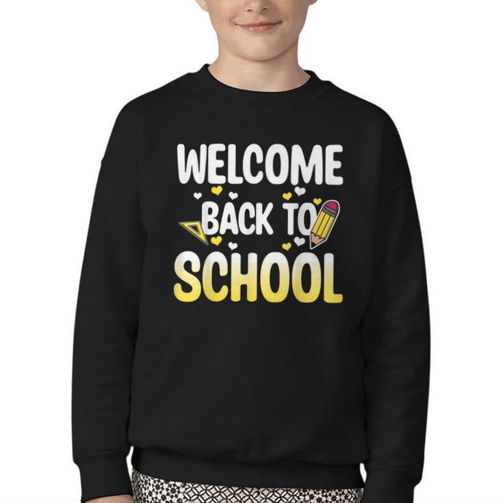 Cute Welcome Back To School 1st Day Back To School First Day Youth Crewneck Sweatshirt