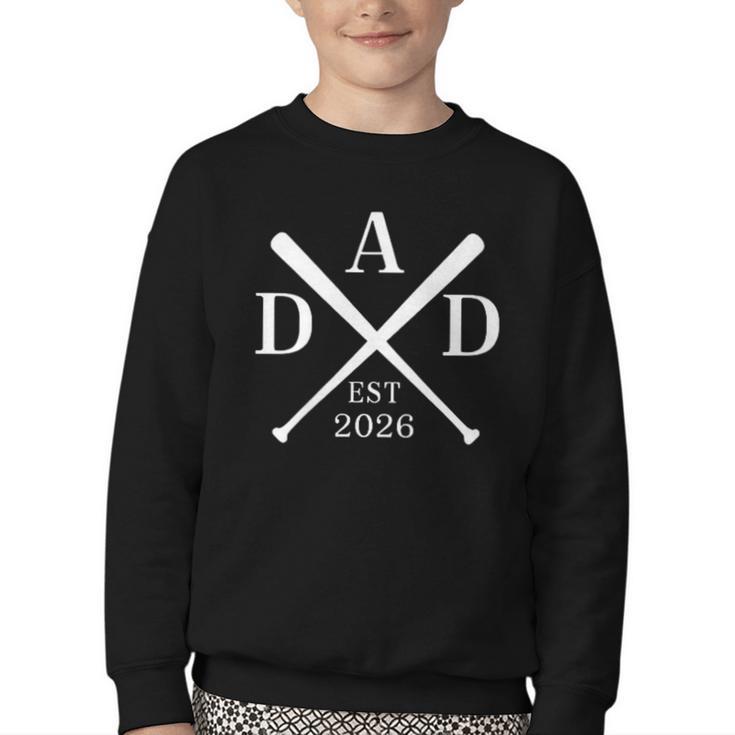 Dad Est 2026 Father Loading New Dad Baseball Pocket Youth Crewneck Sweatshirt