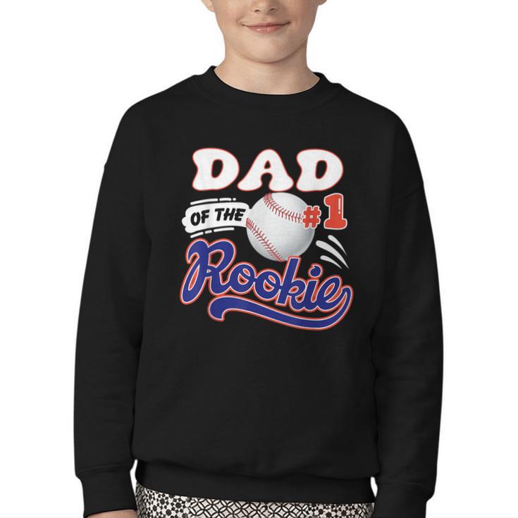 Dad Rookie Of Year 1st Birthday Baseball Theme Matching Youth Crewneck Sweatshirt