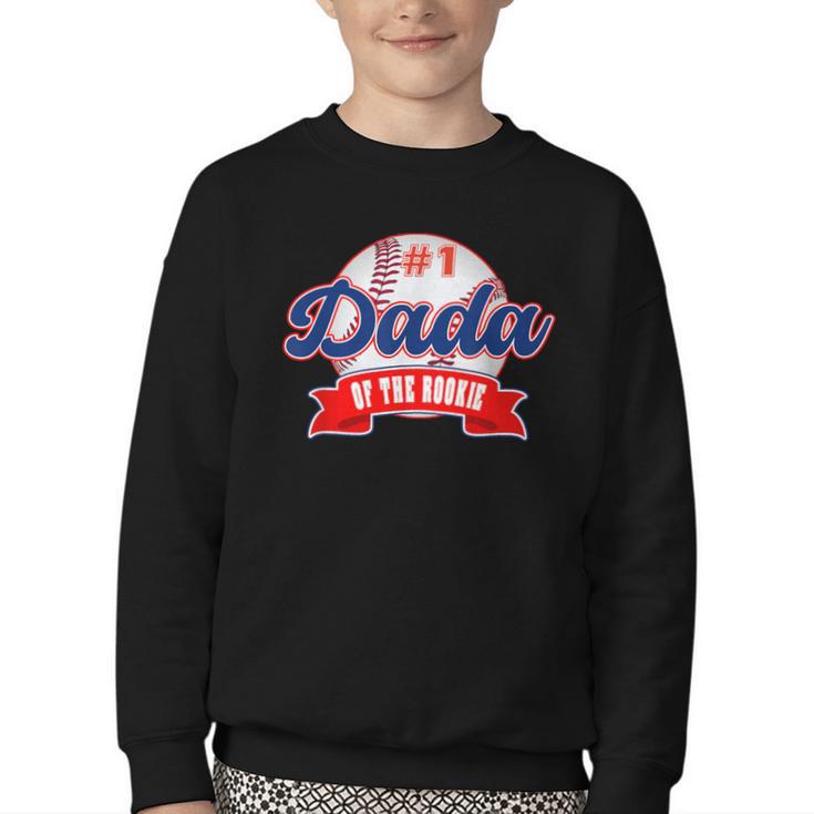 Dada Rookie Of Year 1st Birthday Baseball Theme Matching Youth Crewneck Sweatshirt