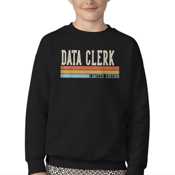 Data Clerk Week Retro Vintage Back To School Day Youth Crewneck Sweatshirt